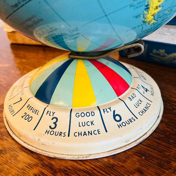 Vintage Mid Century Tin Desk 8 Inch Magnetic Air Race Globe, Replogle Globes Inc - Picture 8 of 16